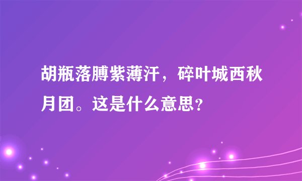 胡瓶落膊紫薄汗，碎叶城西秋月团。这是什么意思？
