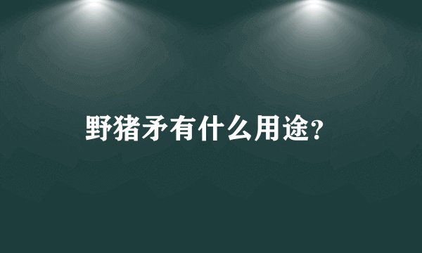 野猪矛有什么用途？