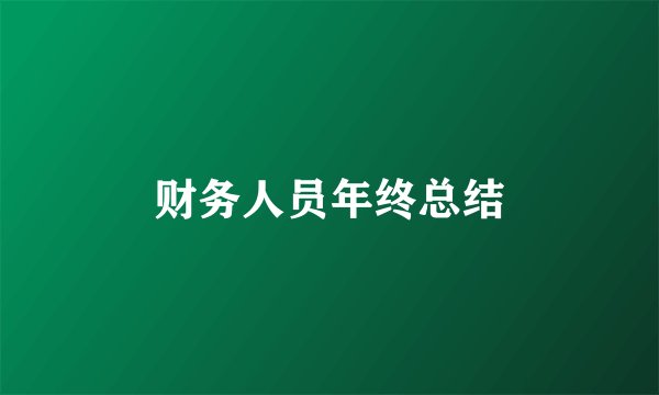 财务人员年终总结