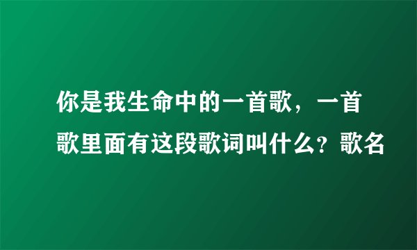 你是我生命中的一首歌，一首歌里面有这段歌词叫什么？歌名