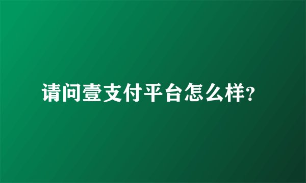 请问壹支付平台怎么样？
