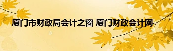 厦门市财政局会计之窗 厦门财政会计网