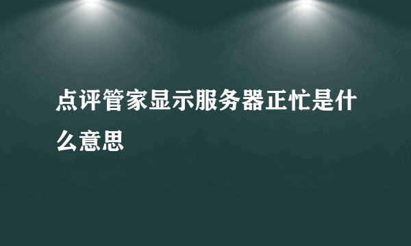点评管家显示服务器正忙是什么意思