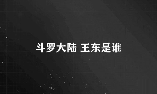 斗罗大陆 王东是谁