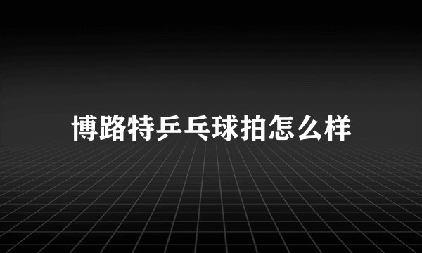 博路特乒乓球拍怎么样
