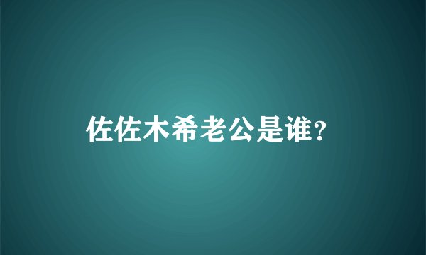 佐佐木希老公是谁？
