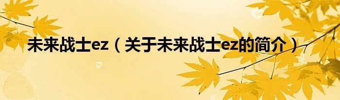 未来战士ez（关于未来战士ez的简介）