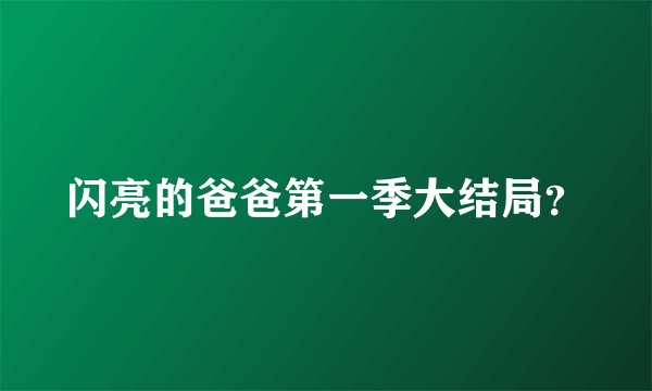 闪亮的爸爸第一季大结局？