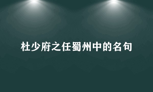 杜少府之任蜀州中的名句