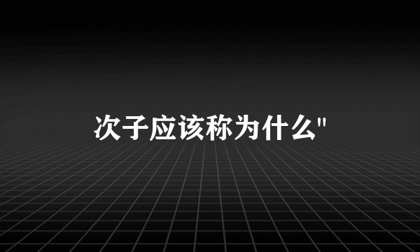 次子应该称为什么