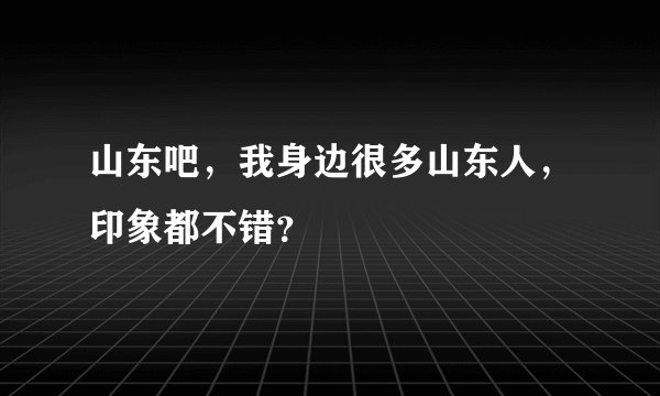 山东吧，我身边很多山东人，印象都不错？