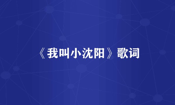 《我叫小沈阳》歌词