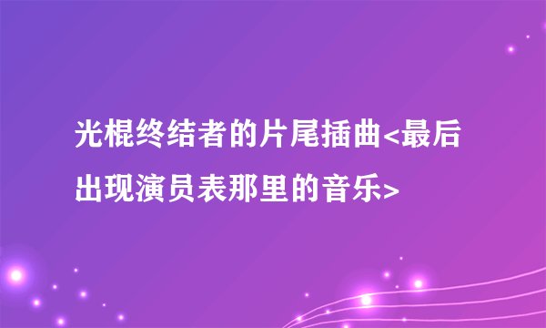 光棍终结者的片尾插曲<最后出现演员表那里的音乐>