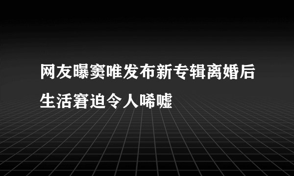 网友曝窦唯发布新专辑离婚后生活窘迫令人唏嘘
