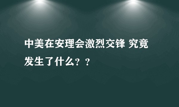 中美在安理会激烈交锋 究竟发生了什么？？