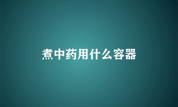 煮中药用什么容器