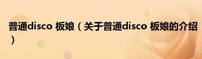 普通disco 板娘（关于普通disco 板娘的介绍）