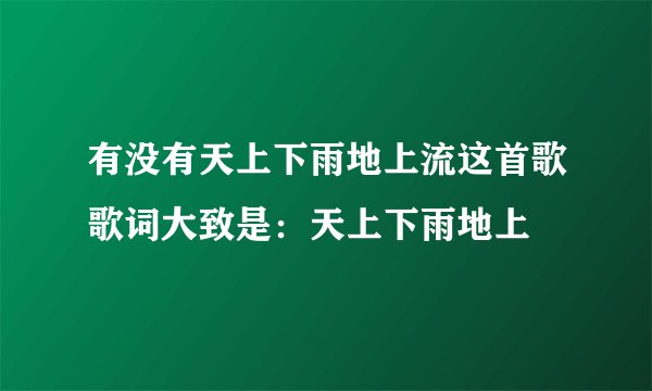 有没有天上下雨地上流这首歌歌词大致是：天上下雨地上