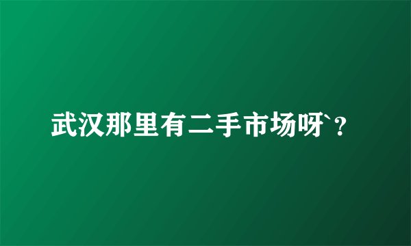 武汉那里有二手市场呀`？