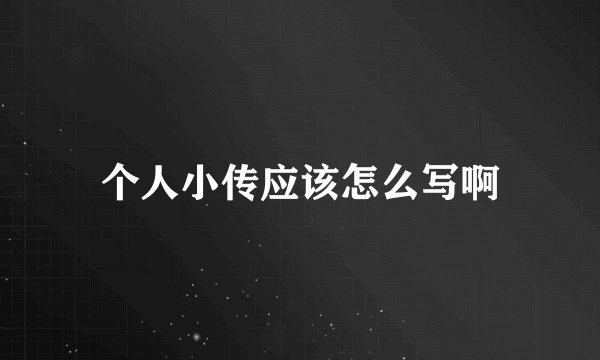 个人小传应该怎么写啊