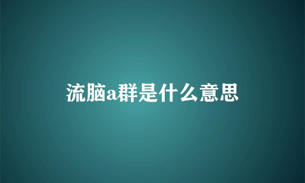流脑a群是什么意思