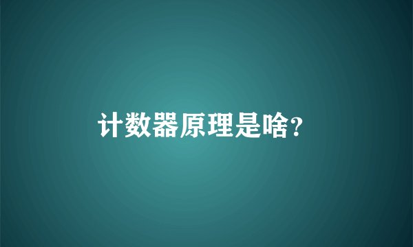 计数器原理是啥？