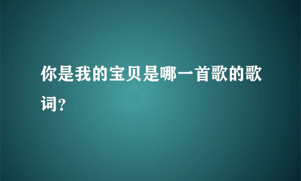你是我的宝贝是哪一首歌的歌词？