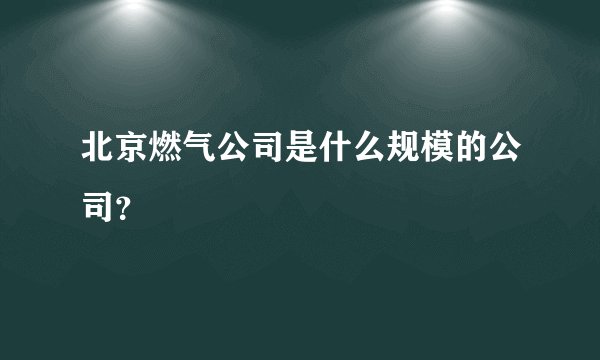 北京燃气公司是什么规模的公司？