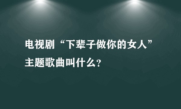 电视剧“下辈子做你的女人”主题歌曲叫什么？