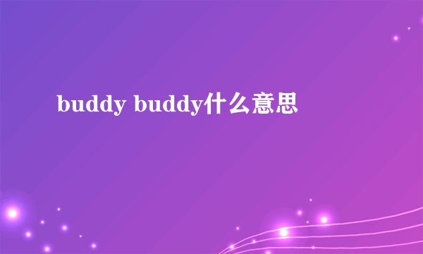 buddy buddy什么意思