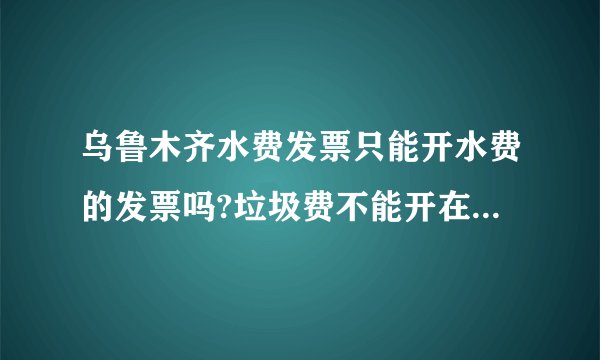 乌鲁木齐水费发票只能开水费的发票吗?垃圾费不能开在一起吗?