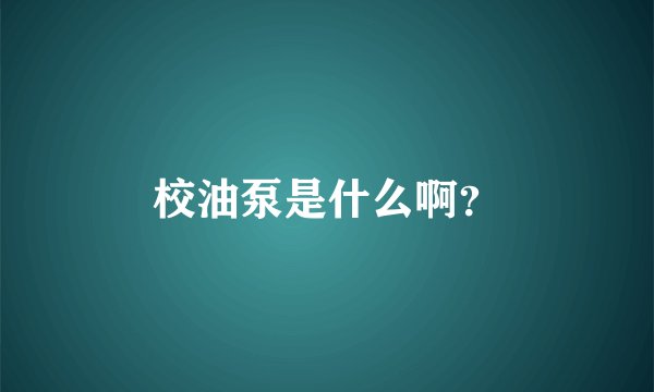 校油泵是什么啊？