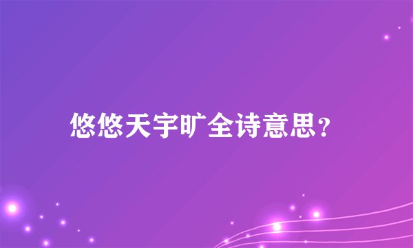 悠悠天宇旷全诗意思？