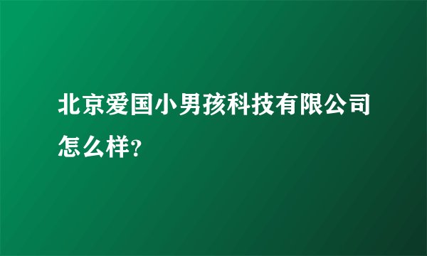 北京爱国小男孩科技有限公司怎么样？