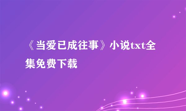 《当爱已成往事》小说txt全集免费下载