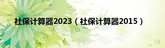 社保计算器2023（社保计算器2015）
