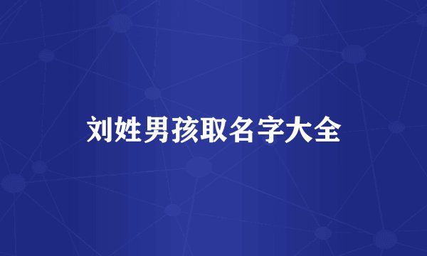 刘姓男孩取名字大全