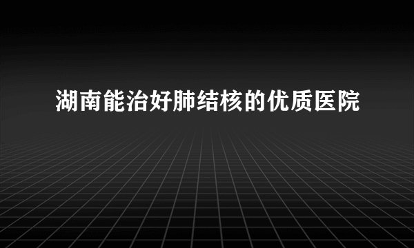 湖南能治好肺结核的优质医院