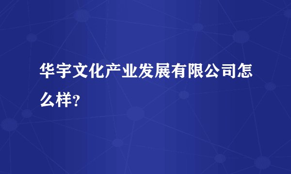 华宇文化产业发展有限公司怎么样？