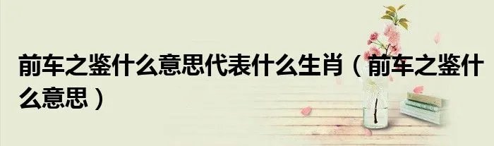 前车之鉴什么意思代表什么生肖（前车之鉴什么意思）