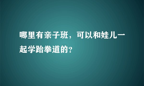 哪里有亲子班，可以和娃儿一起学跆拳道的？