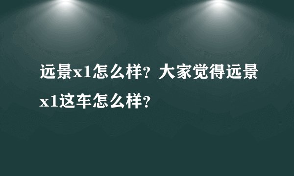 远景x1怎么样？大家觉得远景x1这车怎么样？