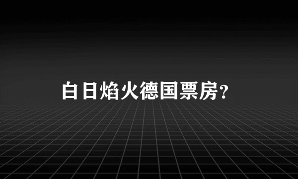 白日焰火德国票房？