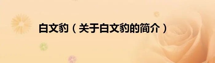 白文豹（关于白文豹的简介）