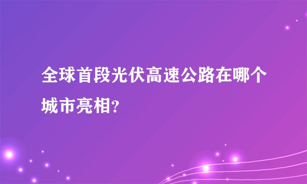 全球首段光伏高速公路在哪个城市亮相？