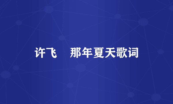 许飞    那年夏天歌词