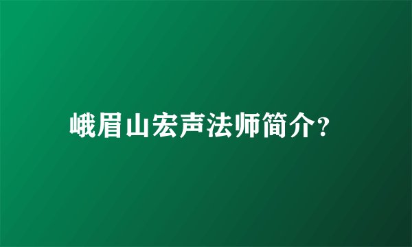 峨眉山宏声法师简介？