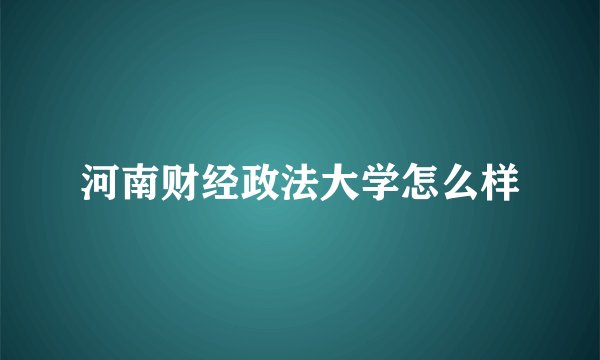 河南财经政法大学怎么样