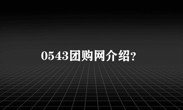 0543团购网介绍？