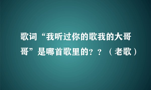 歌词“我听过你的歌我的大哥哥”是哪首歌里的？？（老歌）